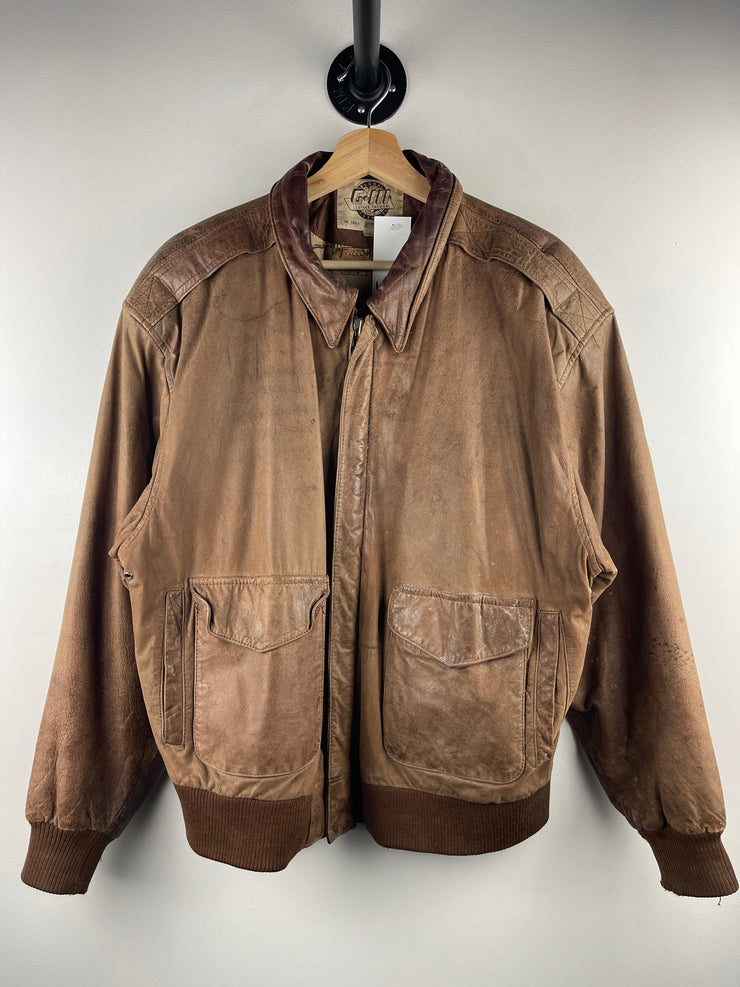 Vintage 90s G-III Brown Leather Bomber Jacket