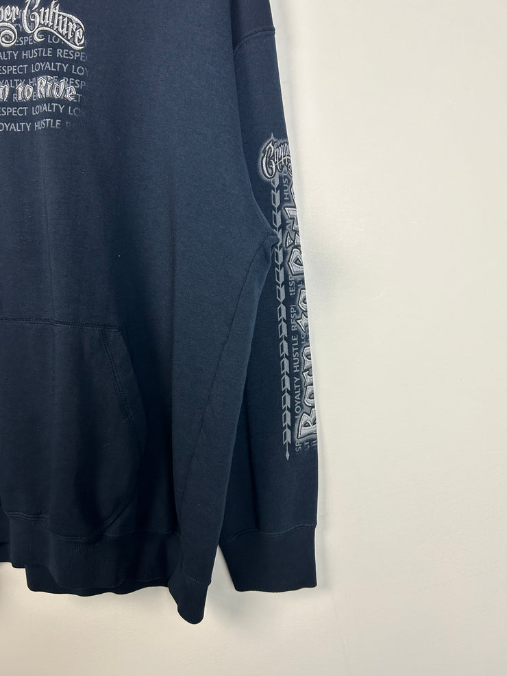 Vintage Y2K Chopper Culture Navy Hoodie