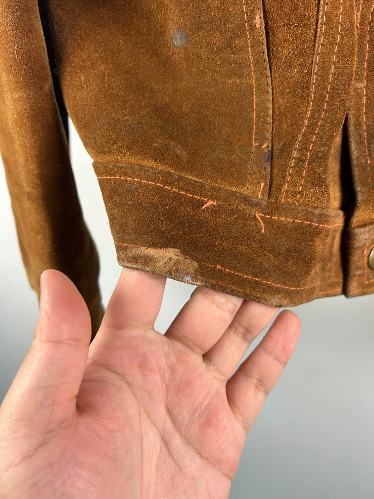 Vintage 60s Suede Brown Button Up True Vintage Jacket