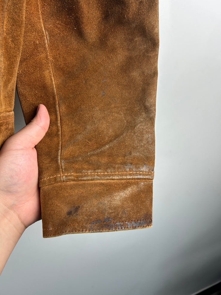 Vintage 60s Suede Brown Button Up True Vintage Jacket