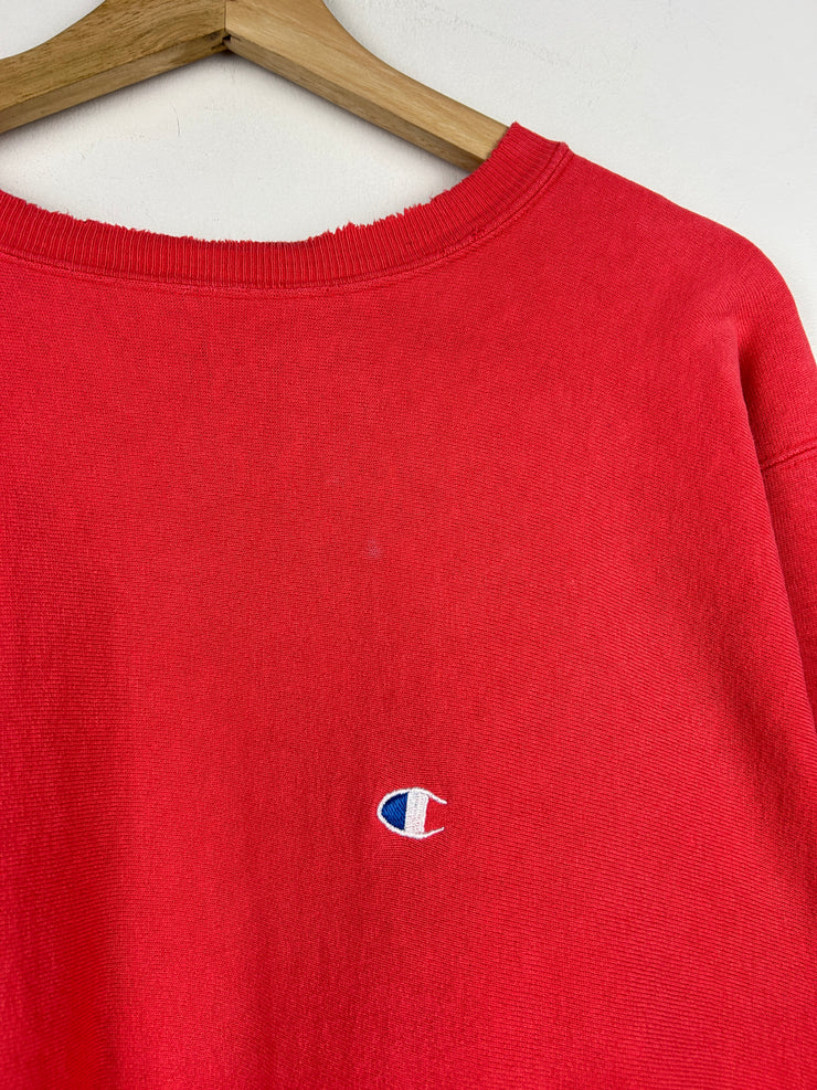 Vintage 90s Champion Reverse Weave Faded Red Crewneck