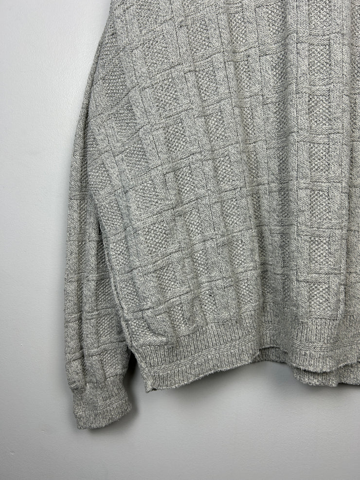 Vintage 90s Van Heusen 3D Grey Knit Sweater