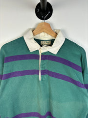 Vintage 90s L.L. Bean Green & Purple Polo Rugby Long Sleeve