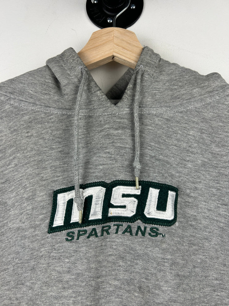 Vintage Pro Player Michigan State Spartans Embroidered Grey Hoodie