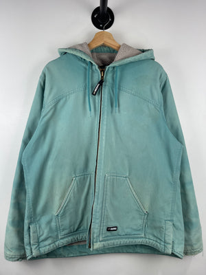Vintage Berne Turquoise Sherpa Lined Hooded Work Jacket