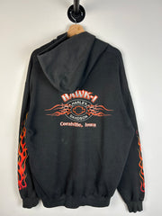 Vintage 90's Harley Davidson Flames Black Zip Up Hoodie