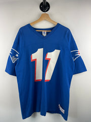 Vintage 90s NFL Logo 7 New England Patriots Bledsoe Blue Football Jersey