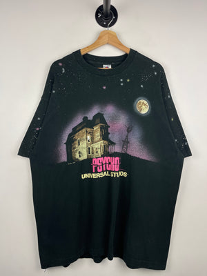 Vintage 90s Universal Studios Psycho Horror Movie Black Tee