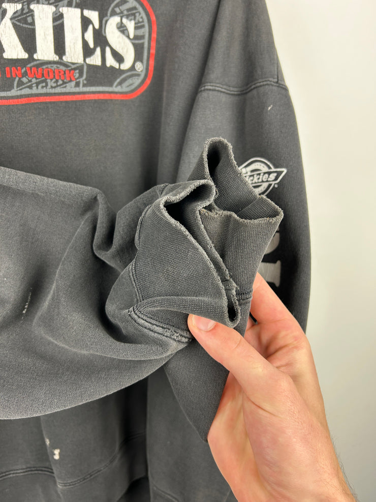 Vintage 90s Dickies Thrashed Black Hoodie