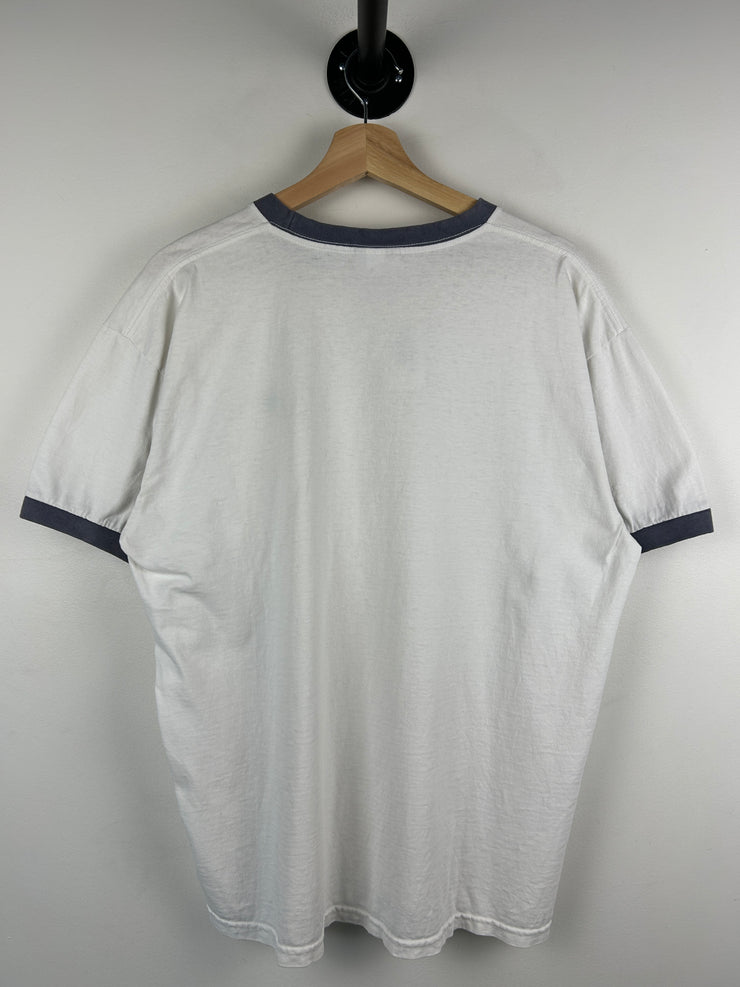 Vintage Nike Swoosh Spellout White Ringer Tee