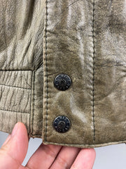 Vintage 90s Luis Alvear Faded Green Leather Bomber Jacket
