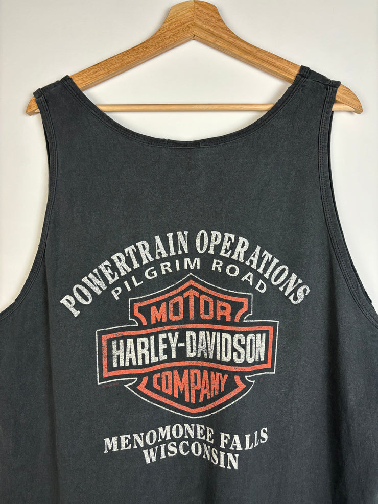 Vintage 2002 Harley Davidson Powertrain Black Tank Top