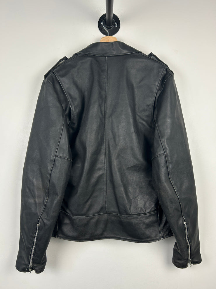 Vintage 80s Sears The Leather Shop Black Motorcyle Moto Black Leather