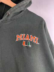 Vintage Steve & Barrys University Of Miami Embroidered Green Zip Up Hoodie