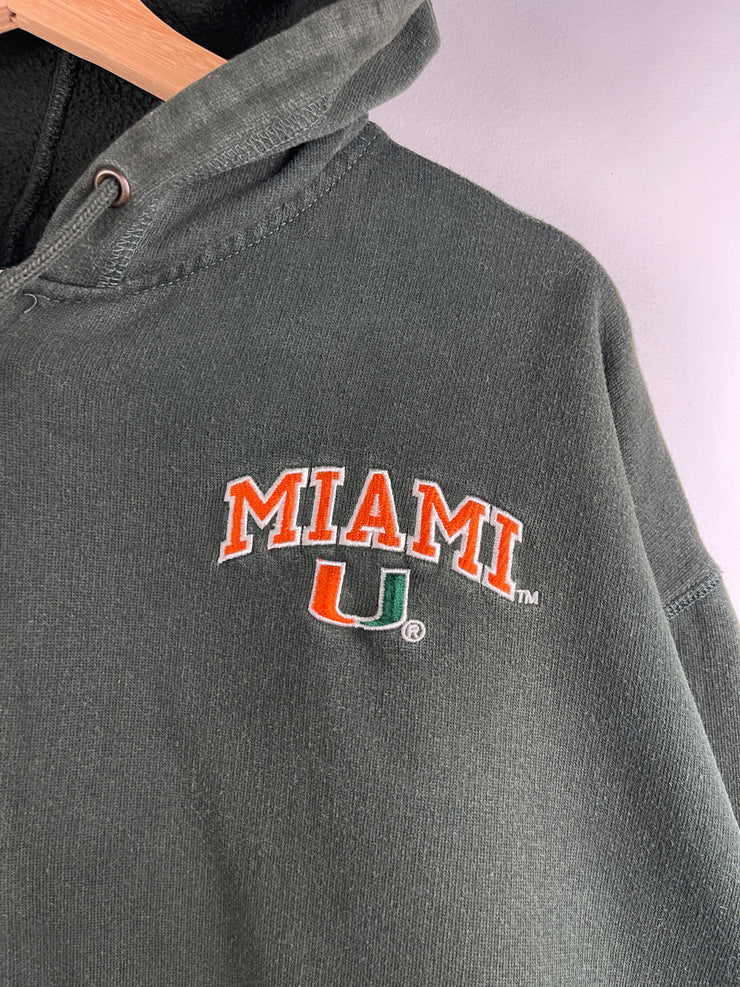 Vintage Steve & Barrys University Of Miami Embroidered Green Zip Up Hoodie