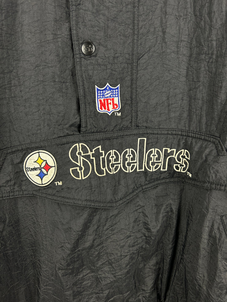 Vintage 90s NFL Pittsburgh Steelers Pro Line Black Half Zip Pullover Jacket