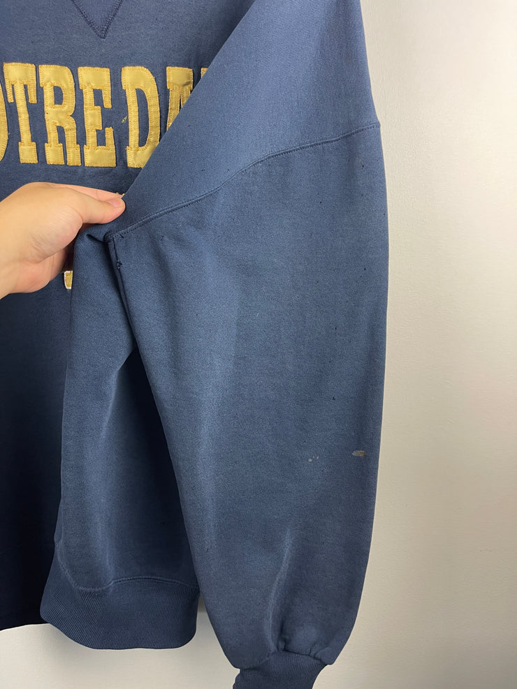 Vintage 90s Russell Athletic Notre Dame Team Wear Embroidered Navy Crewneck