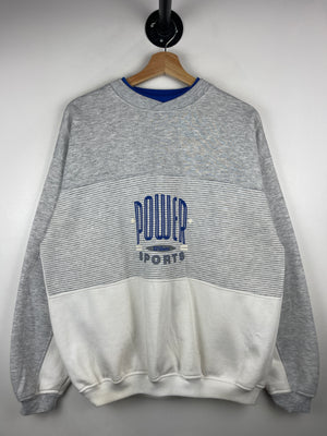 Vintage 80s Wilson Power Sport Striped Grey Crewneck