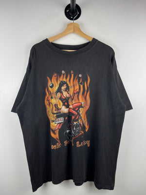 Vintage 2003 Sturgis Black Hills Rally Luck Be A Lady Faded Black Tee
