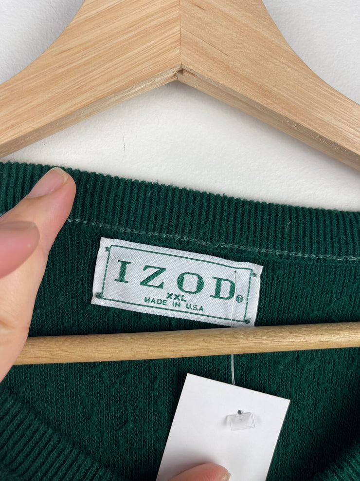 Vintage 90s Izod Golf Green Knit V Neck Sweater