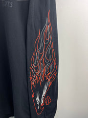 Vintage Harley Davidson Screamin Eagle Flames Niagara Falls Canada Black Long Sleeve