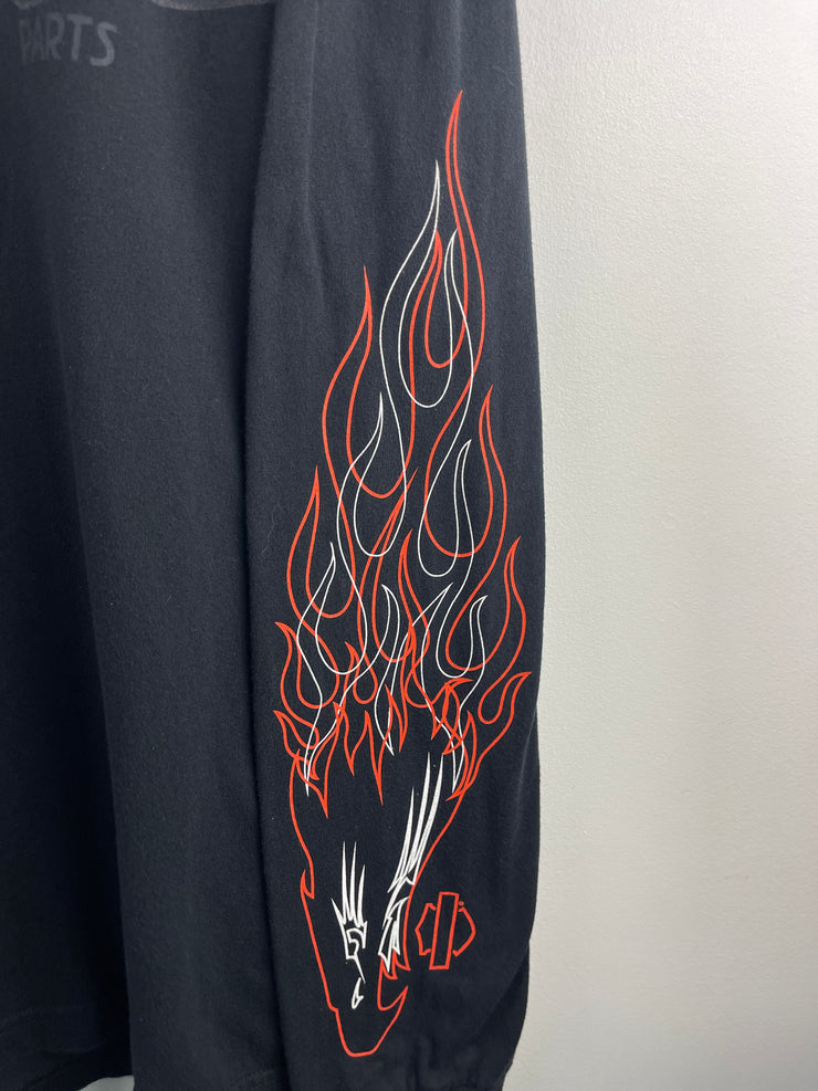 Vintage Harley Davidson Screamin Eagle Flames Niagara Falls Canada Black Long Sleeve