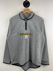 Vintage NFL Pittsburgh Steelers Grey Fleece Quarter Zip Sweater