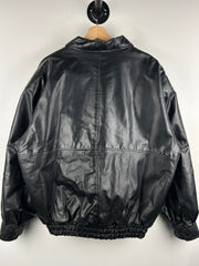 Vintage 90s Amati Black Leather Bomber Jacket