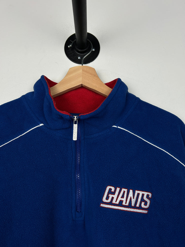 Vintage NFL Reebok New York Giants Quarter Zip Blue Fleece Sweater