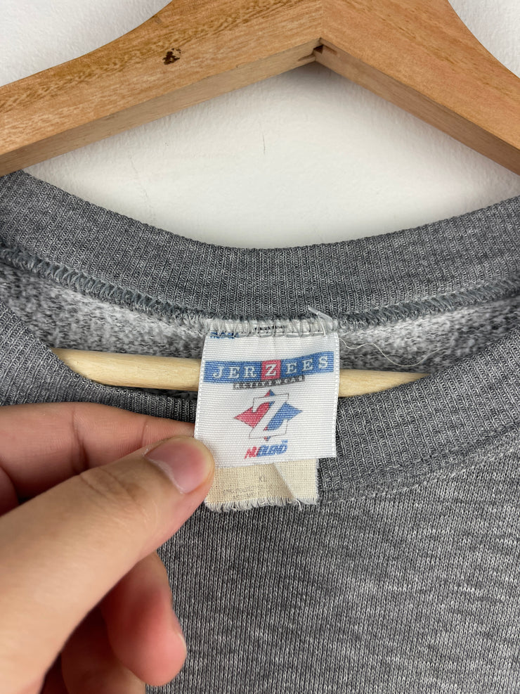 Vintage 90s Notre Dame Fighting Irish Embroidered Grey Crewneck