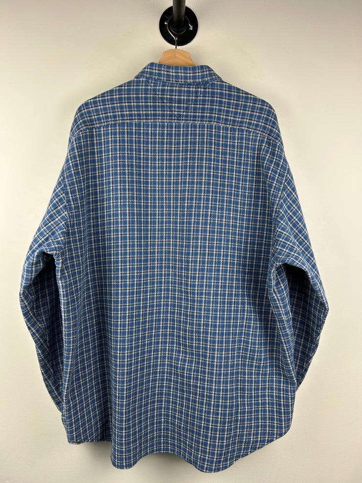 Vintage 90s Tommy Hilfiger Checkered Blue Button Up Long Sleeve Shirt