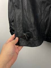 Vintage 90s Gap Cropped Straight Cut Black Leather Jacket