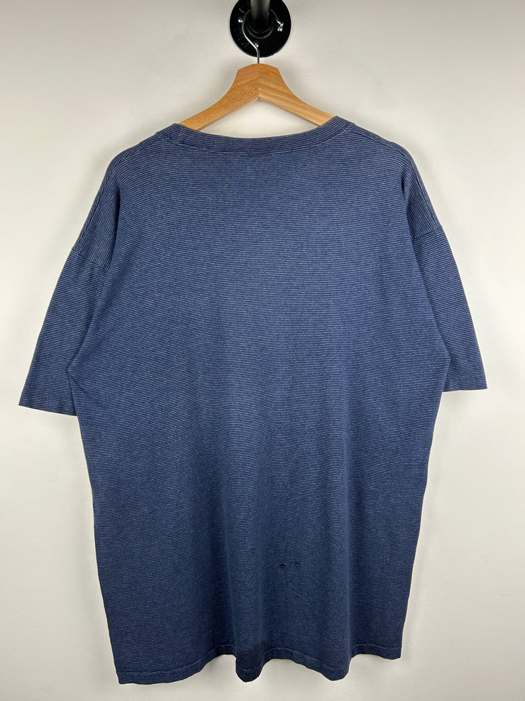Vintage 90s Trench Michigan University Wolverines Navy Striped Tee
