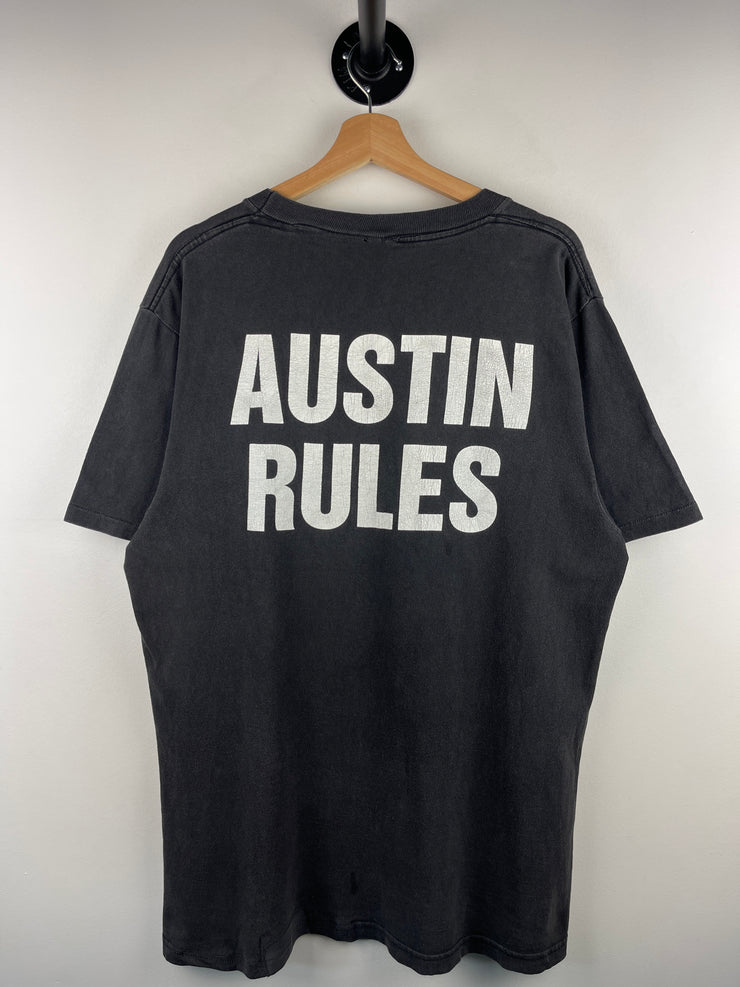 Vintage 90s WWF Stone Cold Steve Austin Rules Black Tee