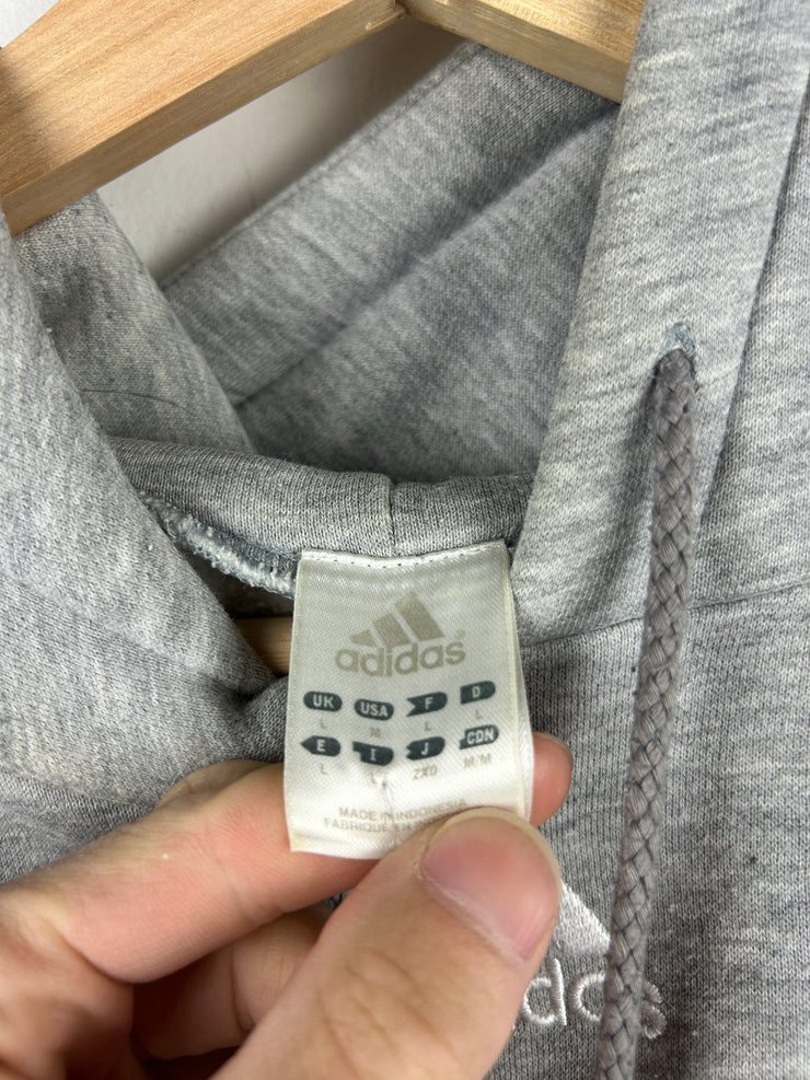 Vintage Adidas Center Logo Embroidered Grey Hoodie
