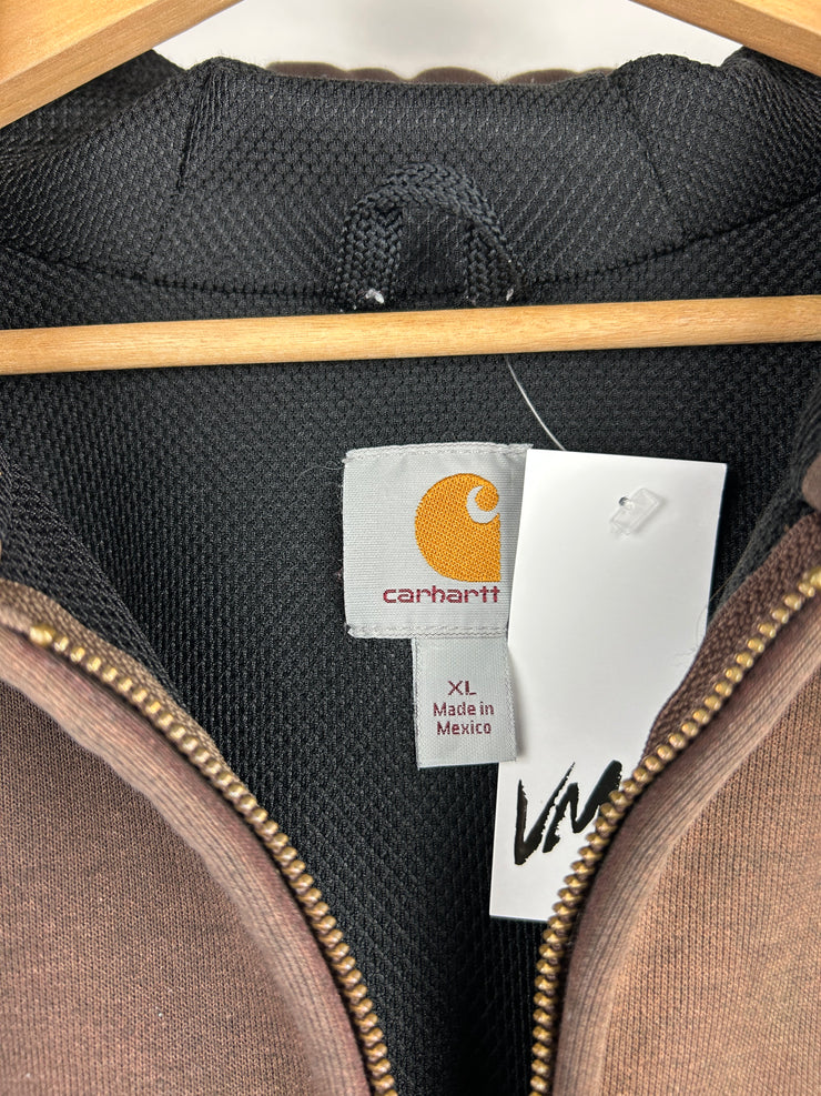 Vintage Carhartt Thermal Lined Faded Brown Zip Up Hoodie