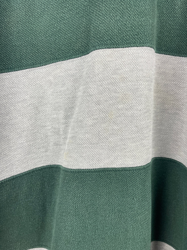 Vintage 90s American Eagle Grey & Green Striped Polo Rugby Long Sleeve