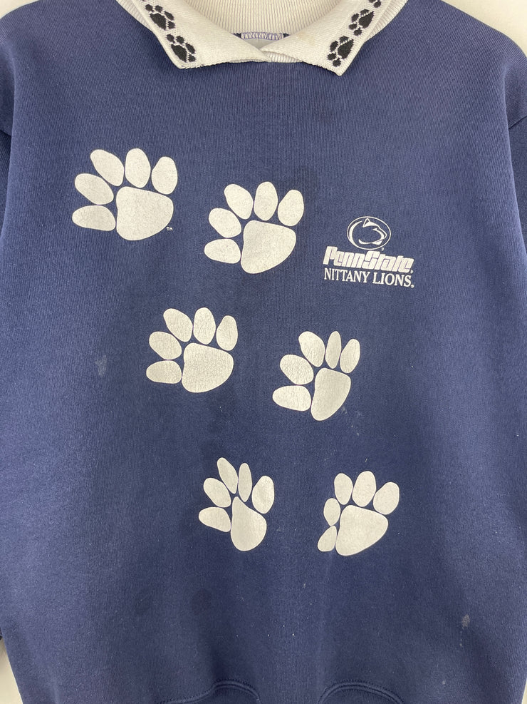 Vintage 90s Penn State Nittany Lions Bear Print Collared Navy Crewneck