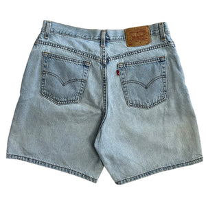 Vintage 90s Levis 550 Light Wash Blue Denim Shorts