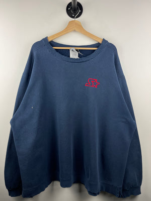 Vintage 90s Starter Embroidered Thrashed Navy Crewneck