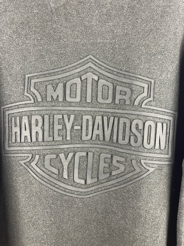 Vintage Harley Davidson Gel Print Spellout Charcoal Long Sleeve