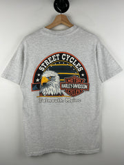 Vintage 90s Harley Davidson Rose Flower Maine Grey Tee