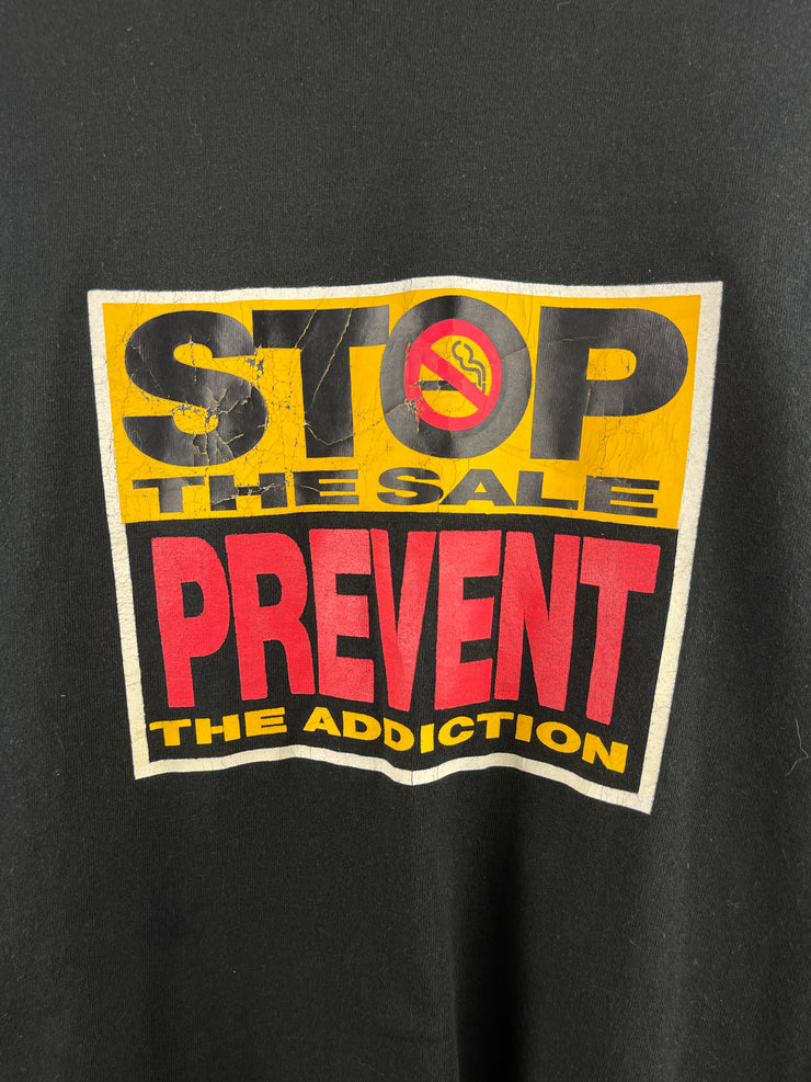 Vintage 90s Department Of Health Stop The Sale Of Cigarettes Black Tee
