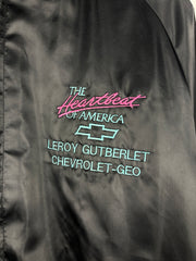 Vintage 80s Chevrolet The Heartbeat Of America Black Satin Varsity Jacket
