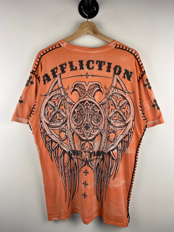 Vintage Y2K Affliction Fleur Orange Tee