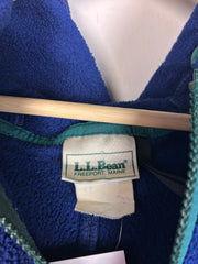 Vintage 90's L.L. Bean Navy & Green Hooded Fleece Full Zip Hoodie