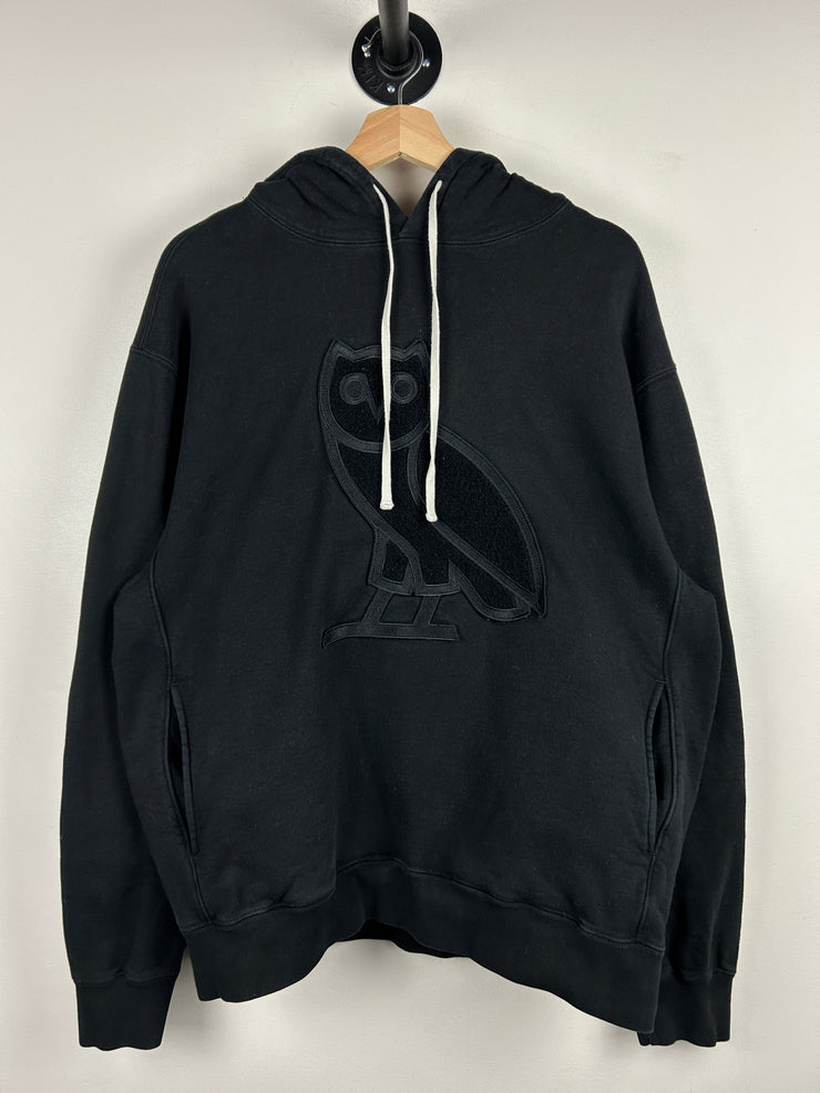 OVO OG Owl Leather Tonal Black Hoodie