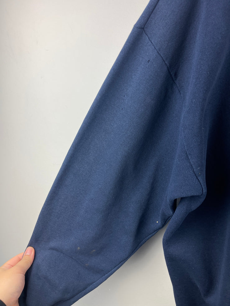 Vintage 90s Jerzees Blank Navy Zip Up Hoodie