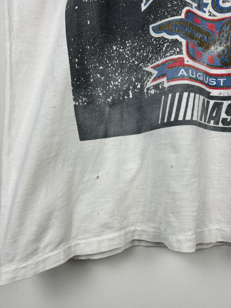 Vintage 90s Nascar Rusty Wallace Brickyard 400 White Tee