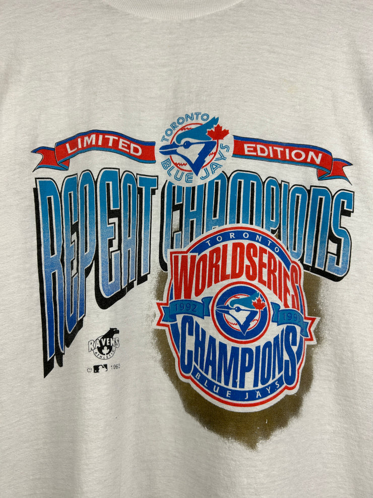 Vintage 90s MLB Ravens Toronto Blue Jays World Series Champions White Tee